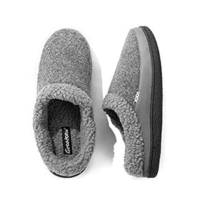 Greatonu Fuzzy – Pantofole da uomo in memory foam, con imbottitura in pile e suola in gomma antiscivolo