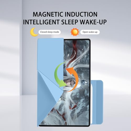 Image of Magnetic Case for Samsung Galaxy Tab S11 Ultra 14.6 Inch 2025 - Model SM-X930 /SM-X936 Tablet with S-Pen Holder, Auto Wake /Sleep Smart Tablet Cover, Ice Blue
