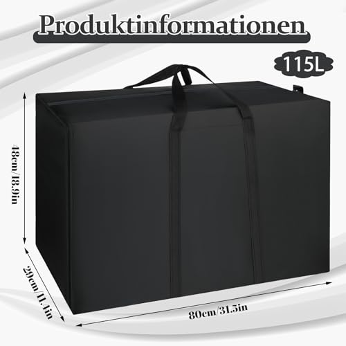 Xialvyu 2 Stück 115L Große Aufbewahrungstasche, Oxford Heavy-Duty Umzugstaschen mit Reißverschluss Handgriff Umzugskartons Groß Reisetasche Tragetasche für Bettdecken Kleidung Bettwäsche