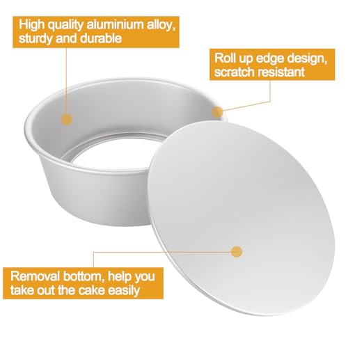 YOUNTHYE 8 inch Cake Tins for Baking Round Loose Bottom Cake Tin, Set of 4 Aluminum Cake Pan Non-Stick Deep Baking Tins for Christmas Wedding Birthday Party - Image 4
