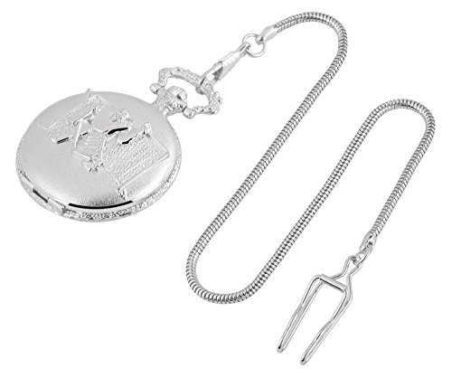 Tavolino Analogue Pocket Watch with Metal Chain and Sports Ice Hockey Motif 480822000003 Silver-Coloured Case Dimensions 46 mm x 16 mm with White Dial and Mineral Glass