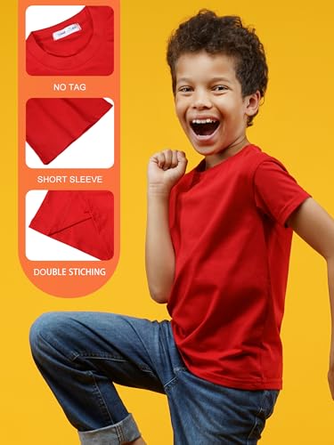 3 Pack Toddler Boys Cotton Short Sleeve T-Shirts Soft Solid Color Tees Summer Basic Tops for Kids 3-6Y4