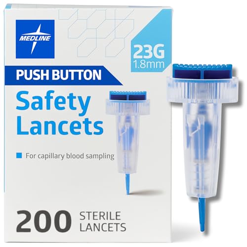 Sterile Safety Lancet with Push-Button Activation, 23G x 1.8 mm,200,Box,MPHSFTY23Z