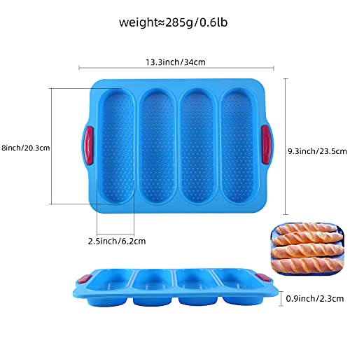 Keepingcoox Baguette Baking Tray Perforated French Stick Loaf Baking Molds Pan For 4 Baguettes, Non Stick Silicone, 34X24 Cm, Loaf Mould, French Bread, Breadstick Bread Rolls With Crispy Crusts #TOP1