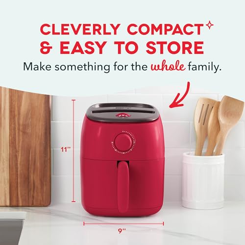 Image of Dash Tasti-Crisp Air Fryer - AirCrisp Technology - Compact Design with Adjustable Temperature Control - Nonstick Fry Basket & Auto Shut-Off Feature - 2.6 Quarts - Red