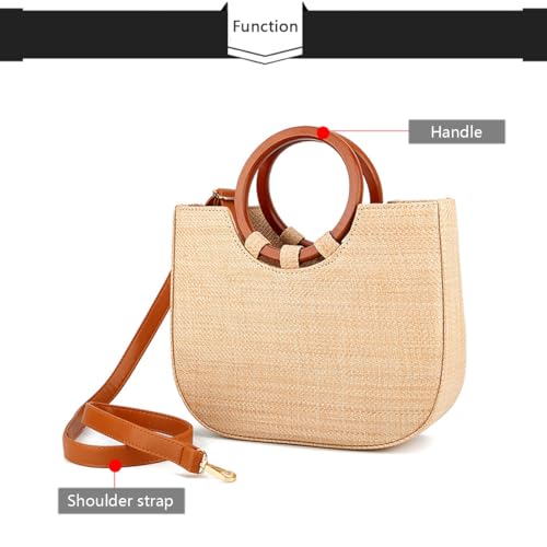 MYSNKU Summer Straw Tote Bag for Women Large Woven Beach Bag Handmade Straw Handbag for Travel Holiday3