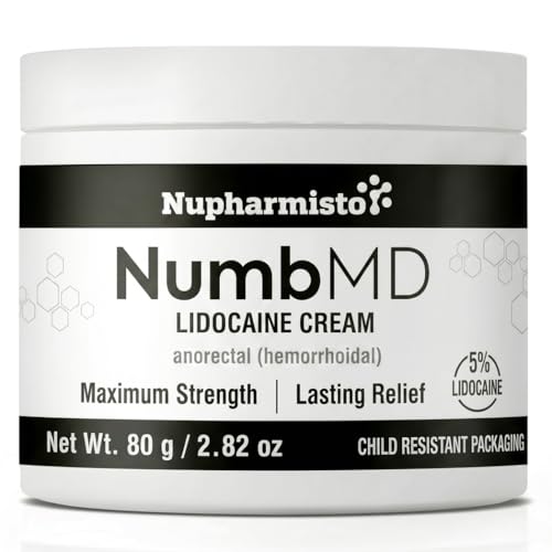 Numbing Cream Maximum Strength: 5% Lidocaine Long Lasting Numbing Cream with Emu Oil and Arnica for Hemorrhoids and Other Minor Anorectal Irritations 80 g / 2.82 oz