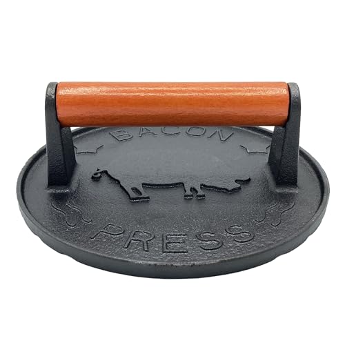 vivicreate 7 inch Burger Smasher,Patty Smasher,Hamburger Smasher Press,Griddle Press, Bacon Press, Grill Press, Meat Press, cast Iron Grill Press, Barbecue Press, with Wooden Handle