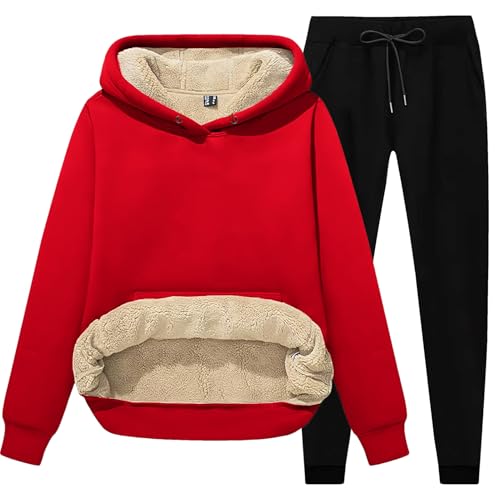 Survêtement femme doublure polaire amropi sweat à capuche et jogging hiver