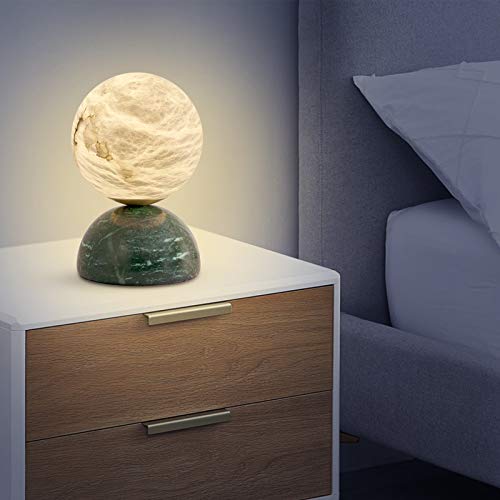 Pinyan Handcrafted Natural Alabaster Stone Globe Table Lamp With Marble Stand thumb #1
