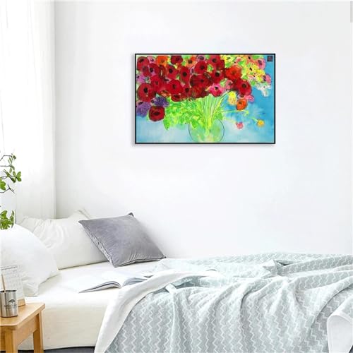 Coquelicots Walasse Ting tableau peinture sur toile compact contre les murs vides - 5
