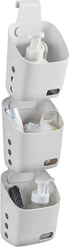 Miniatura 8 de Kelendle Cesta de plástico colgante con ganchos, 3 unidades, cesta colgante para ducha de baño, con agujeros de drenaje, almacenamiento de cocina,