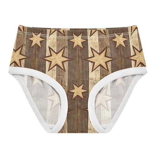ZZKKO Vintage Wood Grain Star Girls Underwear Toddler Panties for Girls Comfort Brief Size 2-8T