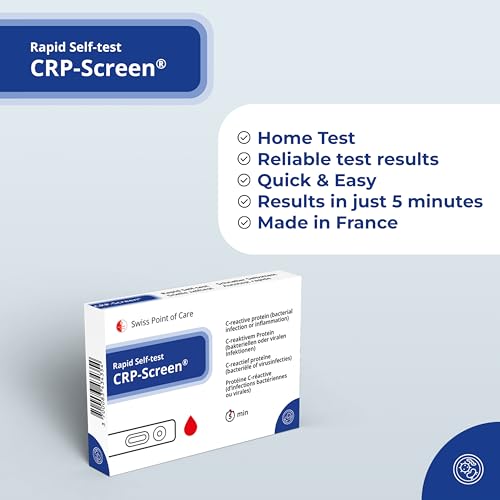 Swiss Point Of Care CRP-Screen Schnelltest – Selbsttestest zum Erkennung bakterieller Infektionen oder Entzündungen, CRP Nachweis (C-reaktives Protein), für zu Hause