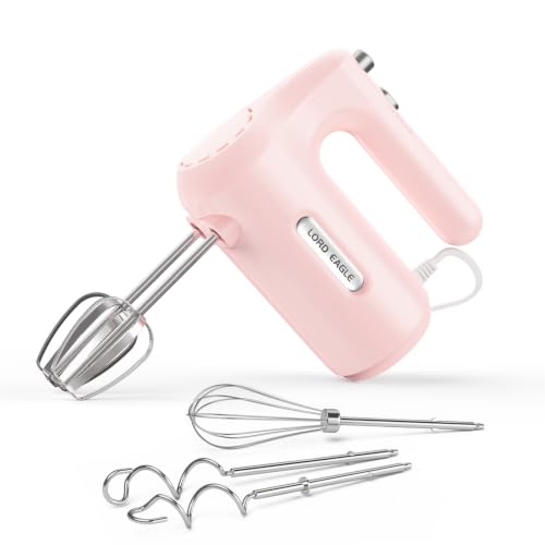 Image of Lord Eagle 5-Speed Small Hand Mixer Electric, 300W Compact Portable, Pink
