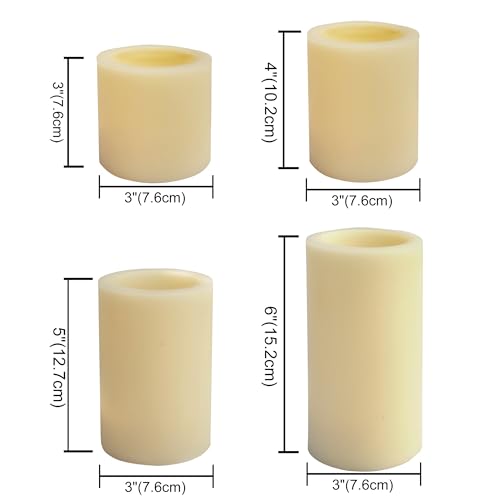 Image of CANDLE CHOICE Battery Operated Flameless Candles with Timer Real Wax Realistic Flickering Electric LED Pillars Decorative Lights for Home Wedding Halloween Thanksgiving Christmas Decorations 4 Pack