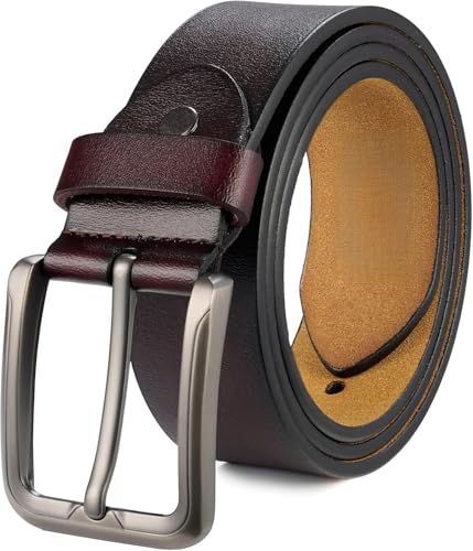 Genuine Leather Classic Casual Belts for men, Mens Handmade Heavy Duty Work Belts 1.5 inches Wide