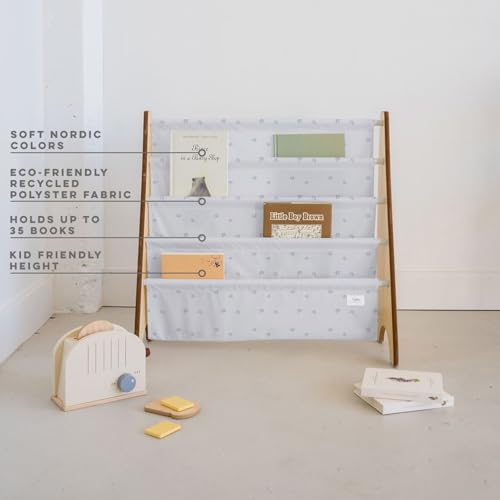 3 Sprouts Kinder Bücherregal aus Holz – Montessori Regal für Kinderzimmer - Heidelbeere Nebel