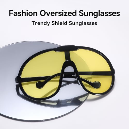 Dollger Oversized One Piece Sunglasses For Women Fashion Men Wrap Around UV400 Shield Goggles3