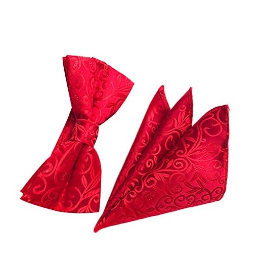 JUNGEN Pajaritas y pañuelo para Hombre Pajarita con Estampado Vintage Toalla de Bolsillo Juego de Pajarita de Elegante para Boda Festival Size 12x6cm (Rojo 3)
