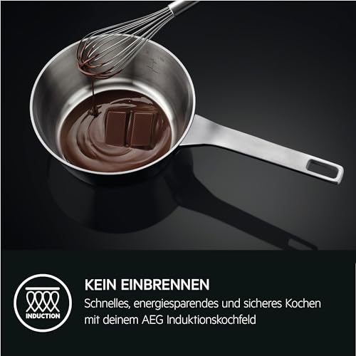 AEG Standherd mit Induktions-Kochfeld 60 cm/Hob²Hood/Pyrolyse – Selbstreinigung/SoftClosing/Touch-Bedienung/Grillfunktion/Display mit Uhr/Kindersicherung/A / CIB6499APB