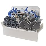 Oasis Supply, 33 Piece SHARK Cake Toppers for Parties, Kit #2 Includes 12-Shark Fin Cake Picks, 12-Shark Mouth Cupcake Picks, 8-Jumping Shark Pics, and a Happy Birthday Sign