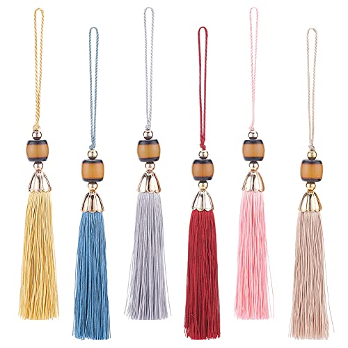 Pandahall 6 Colors Polyester Tassels Big Pendant Hanging Rope 24Cm Tassel Fringe Tassel Trim Decoration Key Tassels Silk Thread Pendant Curtain Home Garment Decor Accessories #TOP30