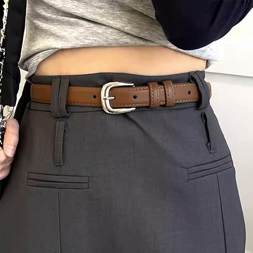 HAILIWEI Cintos femininos para jeans, largura 2,4 cm, cinto de couro feminino moderno fivela prata c