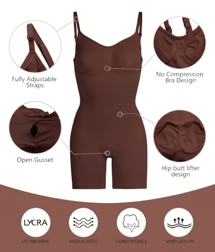 Image of SHAPERX Shapewear for Women Tummy Control Bodysuit Mid Thigh Body Shaper Shorts for a Lifted Look