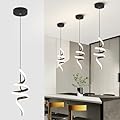 Sovinzert 4000K Modern Pendant Light, 15IN Spiral LED Pendant Lights Adjustable Height Black Kitchen Island Fixtures Chandeliers for Dining Room Hanging Lights, 1 Pack