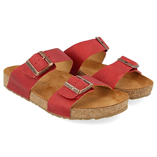 Image of HAFLINGER Andrea Elegant Leather Sandals with Rubber Sole and Cork Latex Footbed Unisex