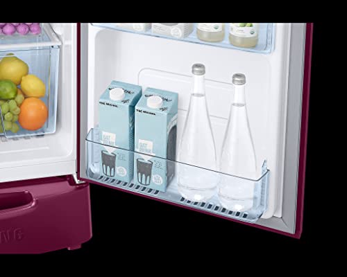 Image of Samsung 183 L, 2 Star, Digital Inverter, Direct-Cool Single Door Refrigerator (RR20C2812R8 /NL, Blooming Saffron Red, Base Stand Drawer)