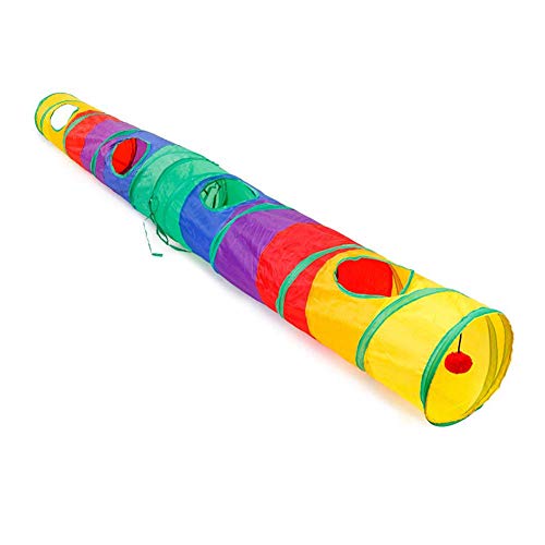 Symboat Faltbarer Regenbogen Katze Spieltunnel 2 Löcher faltbar tragbar Kaninchen Kätzchen Spielzeug Spielzeug Cover