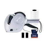 Motex MX 5500NEW Pistolet à étiquettes de prix authentique, 3 rouleaux d'encre inclus, 8 rouleaux d'étiquettes incluses, argent, 1 pistolet à étiqueter ligne, pistolet à étiqueter la date, prêt à