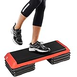 MarKnig Adjustable Step Platform 43 inch Aerobic Stepper Bench with 6 Risers for Step Fitness & Training Step Exercise Workout, Gray