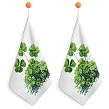 Jubonexis Kleeblatt-Handtuch mit Aufhängeschlaufe, saugfähig, weich, für Küche, Badezimmer, 2 Stück