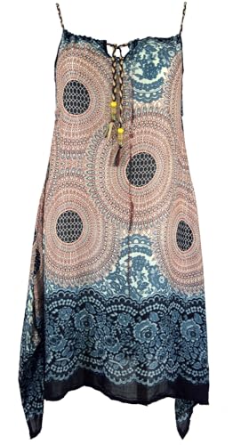 GURU SHOP Boho Mandala Midikleid, Trägerkleid, Strandkleid Für Starke Frauen - Sand, Damen, Synthetisch