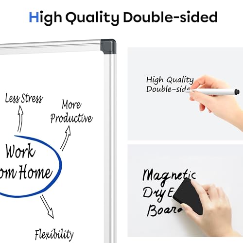 VUSIGN Magnetic Whiteboard, 36\" x 24\" Dry Erase Board for Wall, Silver Aluminum Frame, Hanging or Mounted White Board for Office, Home, School, Meeting - Thumbnail 6