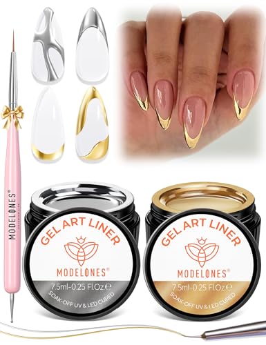 Modelones Gold Silver Gel Nail Polish Set