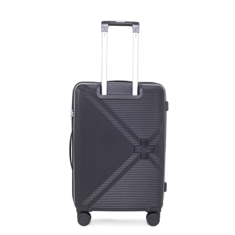 Image of SWISS MILITARY Maze 24-Inch Hard Top Peach Luggage Trolley Bag Durable Polypropylene Body TSA Lock Body-Coloured 360 Degree Rotating 8 Wheels Lightweight Stylish Travel Suitcase