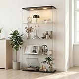 Vitrina de cristal con iluminación LED, vitrina de cuatro pisos con puertas...