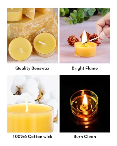 Ashlux Beeswax Tea Candle丨Ashlux 100% Natural Beeswax Tealight Candles丨20Pcs Home Bulk Beeswax Candles丨No Scent thumb #4