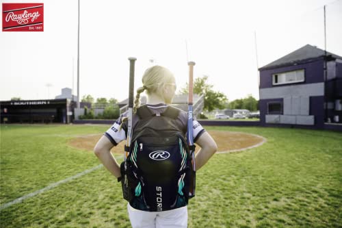Image of Rawlings Storm Girls T-Ball Softball Batting Bag Backpack Black /Mint