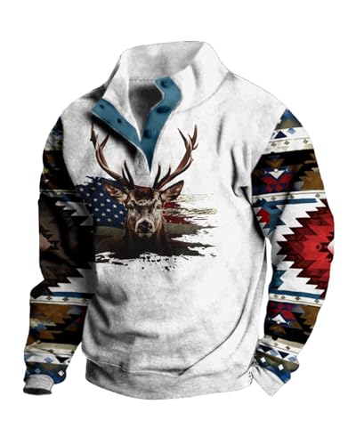Western Graphic Sweatshirt for Men Aztec Vintage Country Hoodies Long Sleeve Cowboy Jacket Pullover Festival Outfits