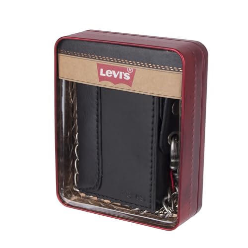 Image of Levi's Men's RFID Trifold Wallet-Sleek and Slim Includes ID Window and Credit Card Holder, Black Chain, One Size