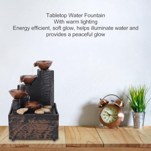 Water Fountains Indoor, USB Mini Fountain Tabletop Water Fountain, Desk Fountain, with LED Lights, for Home Living Room Decorations