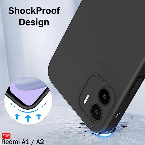 Image of TheGiftKart Liquid Silicon Back Cover Case for Mi Redmi A1 / A2 | Stylish Camera Protection Module | Micro-Fibre Lining Inside | Shockproof Back Cover Case for Mi Redmi A1 / A2 (Silicone, Black)