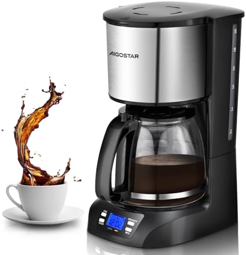Aigostar Programmable Drip Coffee Maker with 24-Hour Timer, 1.5L/...
