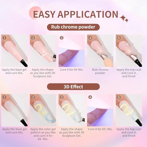 MAGIC ARMOR De Gel Para Uñas 3D 30g y Polvo Cromado Para Uñas - Gel Para Modelar Uñas, Transparente, Multifuncional, Pegamento Para Esculpir Uñas, Diseño DIY – vue 7