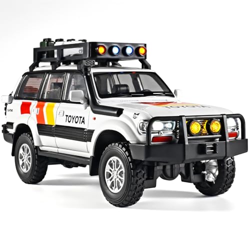 Carro Land Cruiser LC80 1:24 miniatura de metal blanco
